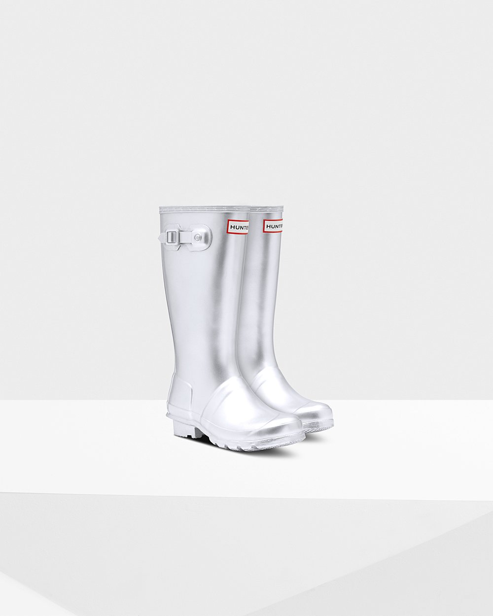 Hunter Original Big Metallic Rain Boots - Sale Online Kids Silver - ZQRYKB342